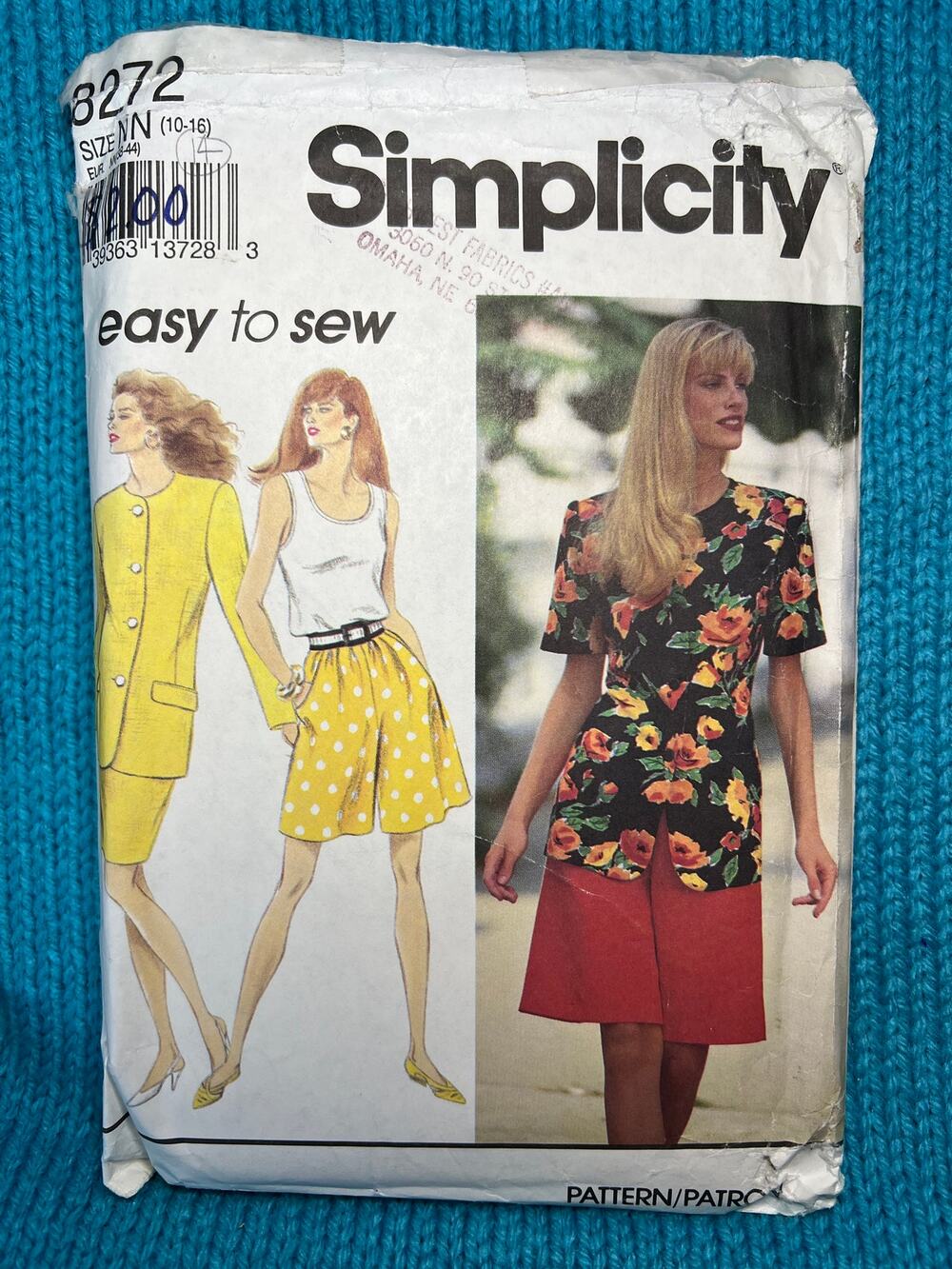 Simplicity 8272 Sewing pattern suit blazer skirt shorts tank top 1980s size10-14